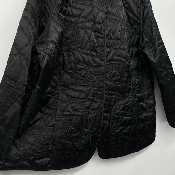 Vikki Vi Jacket Coat 100% Silk Plus Size 1X Reversible‎ Quilted Silver Black New